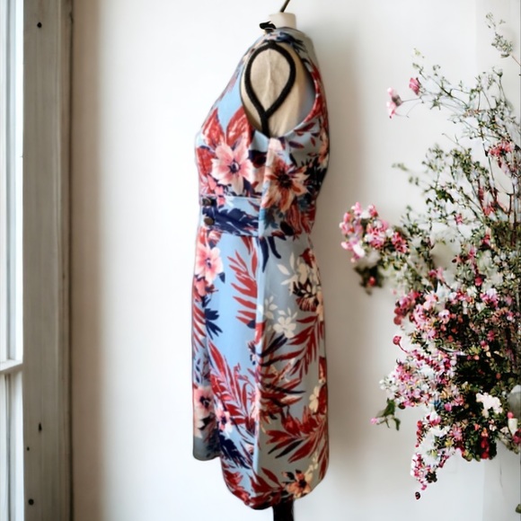 ENFOCUS Studio Blue Floral Sleeveless Dress Size 8 - Picture 6 of 9